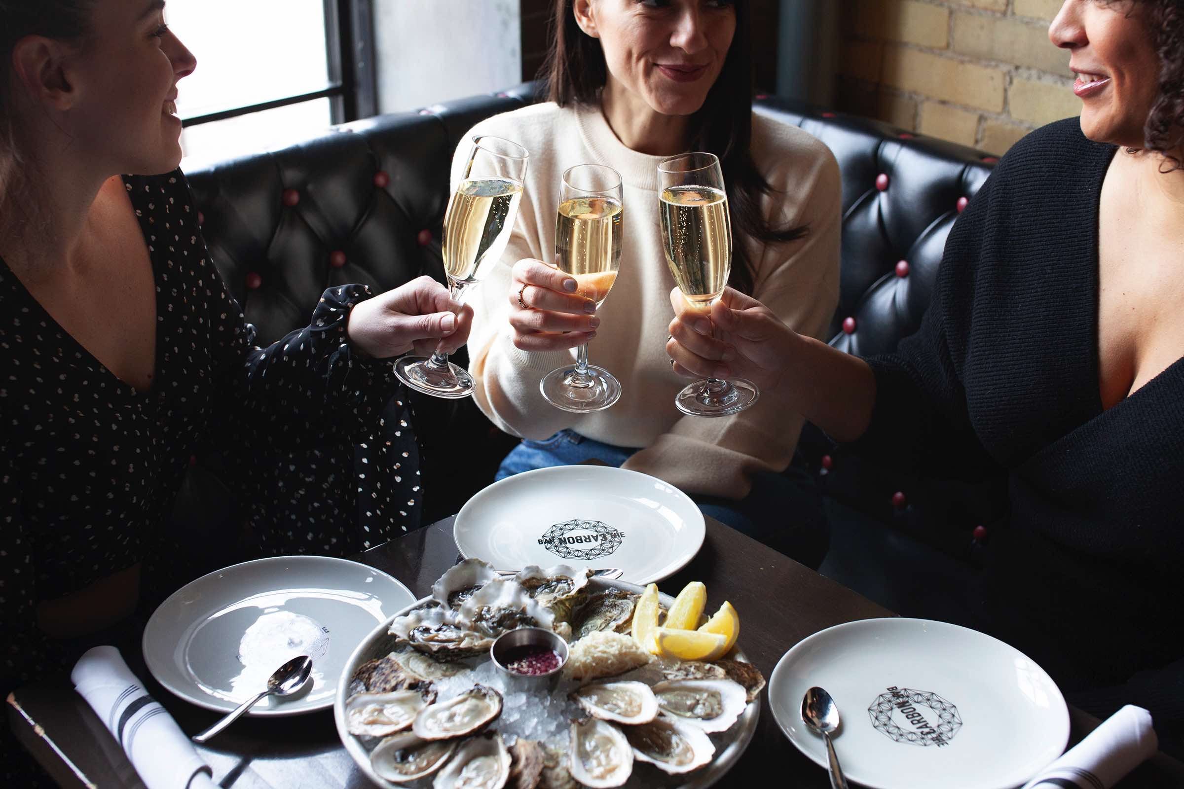 East Coast oysters with lemon and sparkling wine